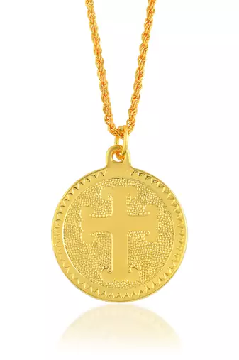 Brass gold christian mother mary with baby jesus reversible spiritual pendant