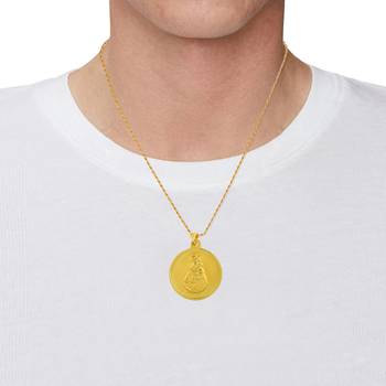 Brass gold christian mother mary with baby jesus reversible spiritual pendant 5