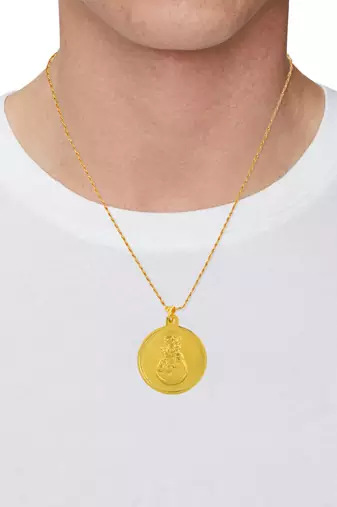 Brass gold christian mother mary with baby jesus reversible spiritual pendant