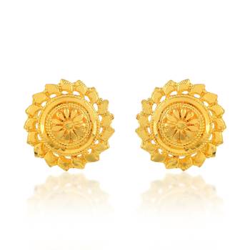 Brass gold plated traditional women stud earrings 1