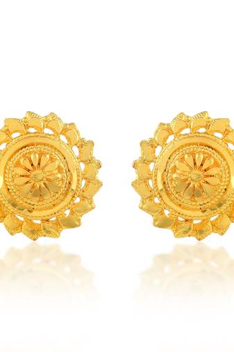Brass gold plated traditional women stud earrings
