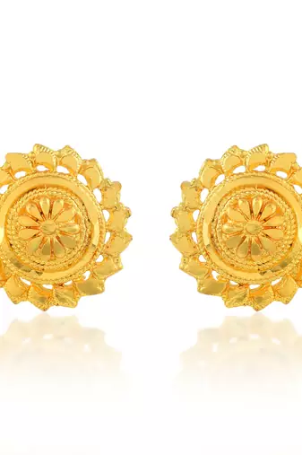 Brass gold plated traditional women stud earrings