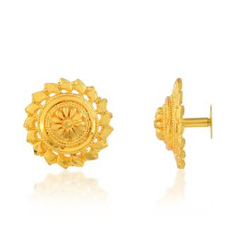 Brass gold plated traditional women stud earrings 2