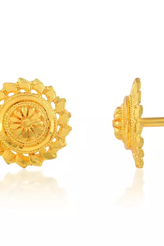 Brass gold plated traditional women stud earrings