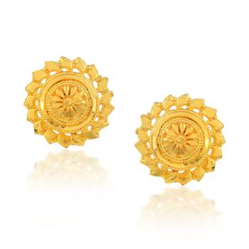 Brass gold plated traditional women stud earrings 3
