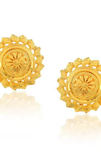 Brass gold plated traditional women stud earrings