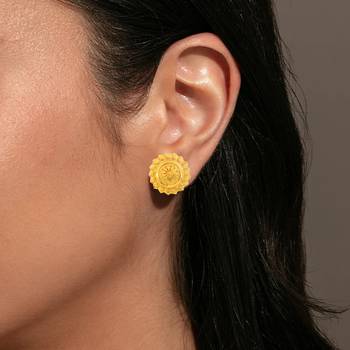 Brass gold plated traditional women stud earrings 4