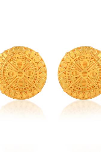 Brass gold plated traditional women stud earrings