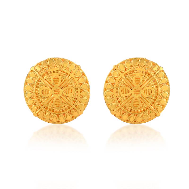 Brass gold plated traditional women stud earrings