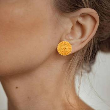 Brass gold plated traditional women stud earrings 4