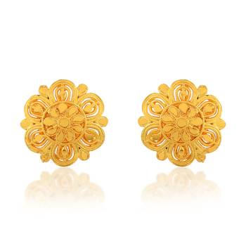 Brass gold plated traditional women stud earrings 1