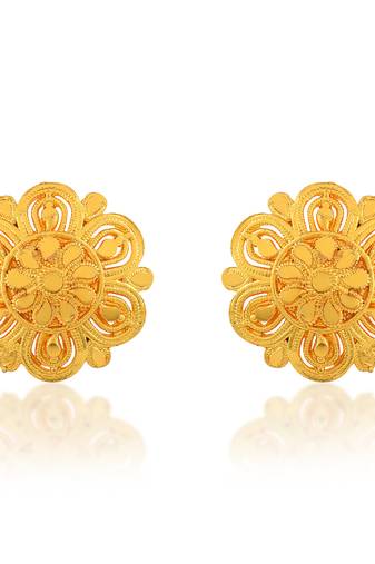 Brass gold plated traditional women stud earrings
