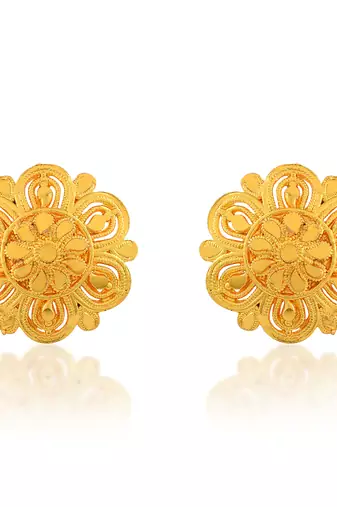 Brass gold plated traditional women stud earrings