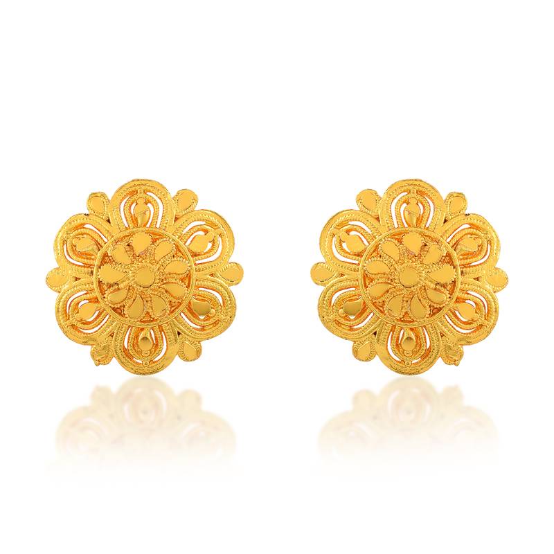 Brass gold plated traditional women stud earrings