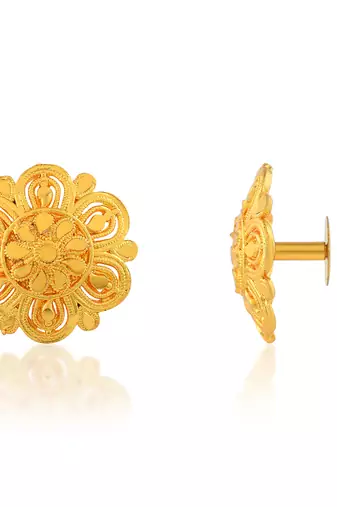 Brass gold plated traditional women stud earrings