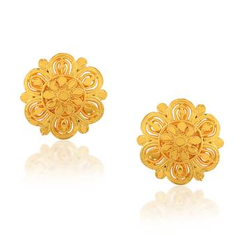 Brass gold plated traditional women stud earrings 3