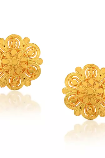 Brass gold plated traditional women stud earrings