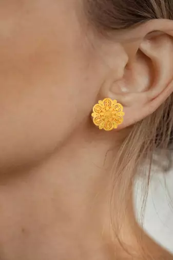 Brass gold plated traditional women stud earrings