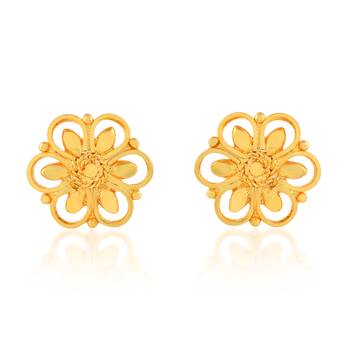 Brass gold plated traditional women stud earrings 1