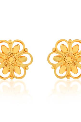 Brass gold plated traditional women stud earrings