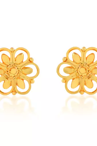 Brass gold plated traditional women stud earrings