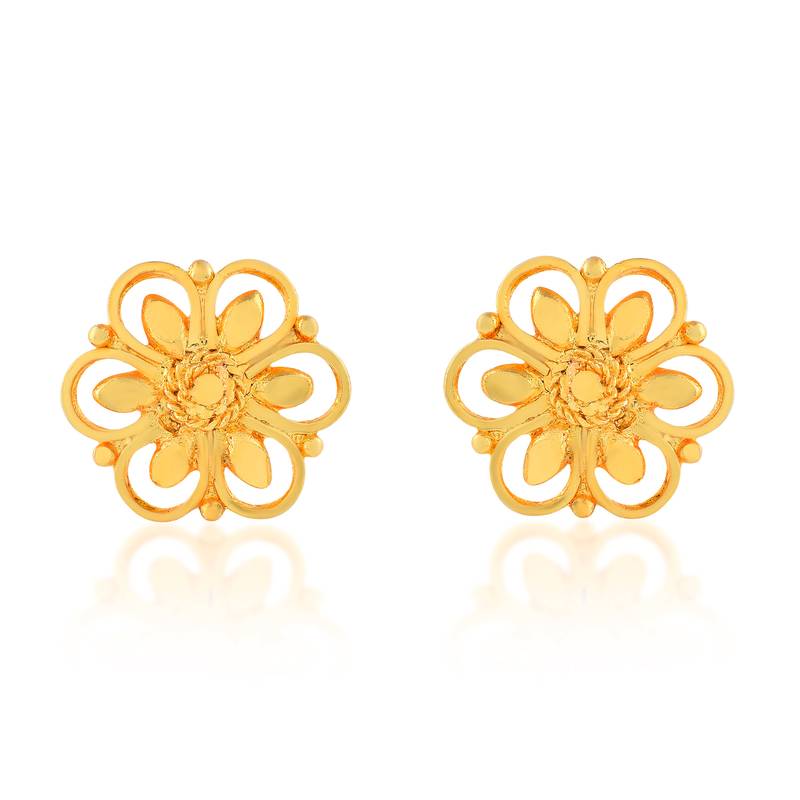 Brass gold plated traditional women stud earrings