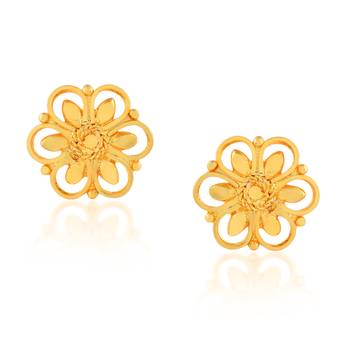 Brass gold plated traditional women stud earrings 2