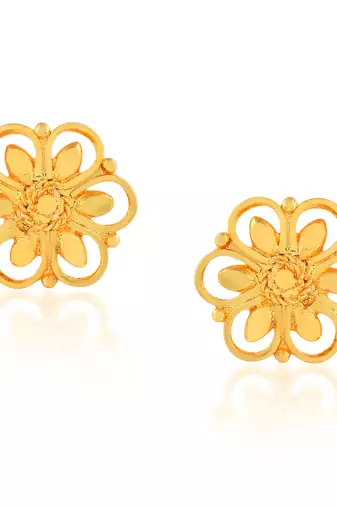 Brass gold plated traditional women stud earrings