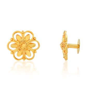 Brass gold plated traditional women stud earrings 3