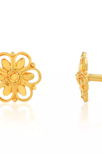 Brass gold plated traditional women stud earrings