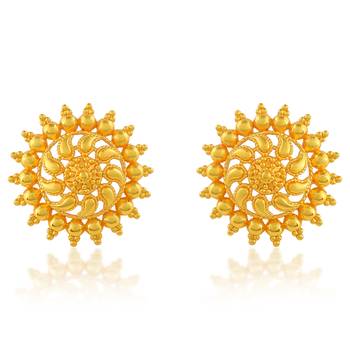 Brass gold plated traditional women stud earrings 1