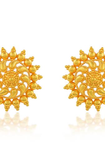 Brass gold plated traditional women stud earrings