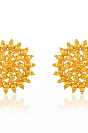 Brass gold plated traditional women stud earrings