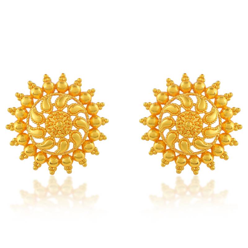 Brass gold plated traditional women stud earrings