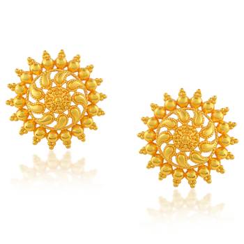 Brass gold plated traditional women stud earrings 2