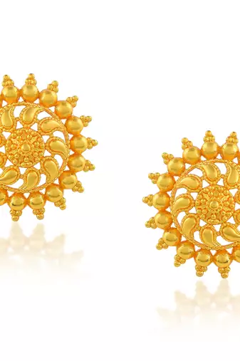 Brass gold plated traditional women stud earrings