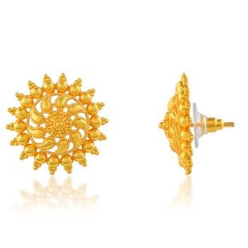 Brass gold plated traditional women stud earrings 3