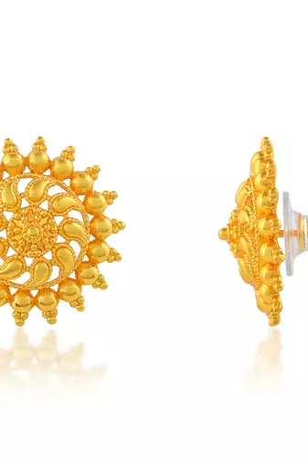 Brass gold plated traditional women stud earrings