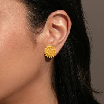 Brass gold plated traditional women stud earrings 4