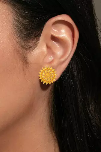 Brass gold plated traditional women stud earrings