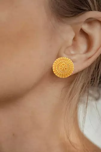 Brass gold plated traditional women stud earrings