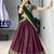 Wine printed ethnic lehenga set with blouse and dupatta
