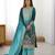 Aqua blue chinon silk palazzo set with intricate embroidery work