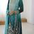 Aqua blue chinon silk palazzo set with intricate embroidery work
