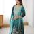 Aqua blue chinon silk palazzo set with intricate embroidery work