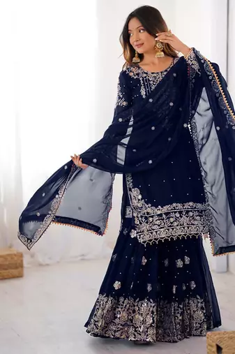 Georgette sharara set intricate embroidery work