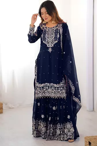 Georgette sharara set intricate embroidery work
