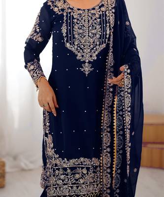 Georgette sharara set intricate embroidery work 4