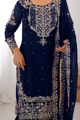 Georgette sharara set intricate embroidery work