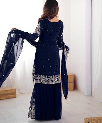 Georgette sharara set intricate embroidery work 5
